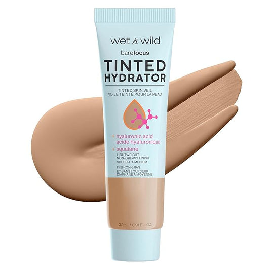 wet n wild Bare Focus Tinted Hydrator Matte Finish, Medium Tan, Oil-Free, Moisturizing Makeup | Hyaluronic Acid | Sheer To Medium Coverage