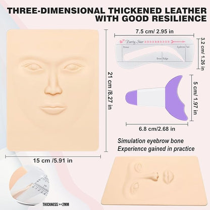 Makeup Practice Face - 3D Silicone Head with Realistic Skin, Pro Cosmetic Training Model for Eyebrow/Lip/Foundation, Salon & Home Use (Students/Artists)