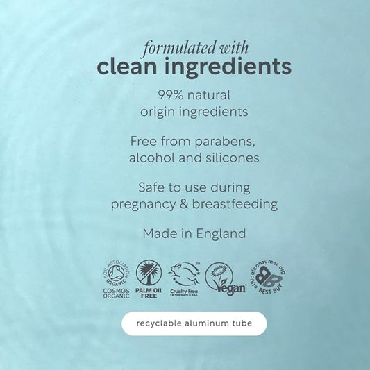 Hydrating Facial Cleanser, Certified Organic Cream Cleanser, Dermatologist Approved For Sensitive Skin, Vitamin E & Aloe Vera, Unscented, Vegan, Cruelty Free & Palm Oil Free, 4.22 fl oz