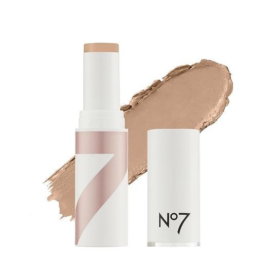 No7 Stay Perfect Foundation Stick - Long-Wear Cream Foundation with Medium, Buildable Coverage - Enriched with Squalene for a Hydrating, Non-Drying & Dewy Finish - Warm Beige (10g)