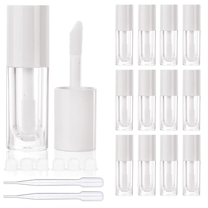COSIDEA 14pcs Empty 6ml big brush lip gloss tubes for DIY lip gloss,White lipgloss containers