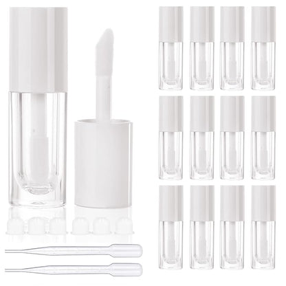 COSIDEA 14pcs Empty 6ml big brush lip gloss tubes for DIY lip gloss,White lipgloss containers
