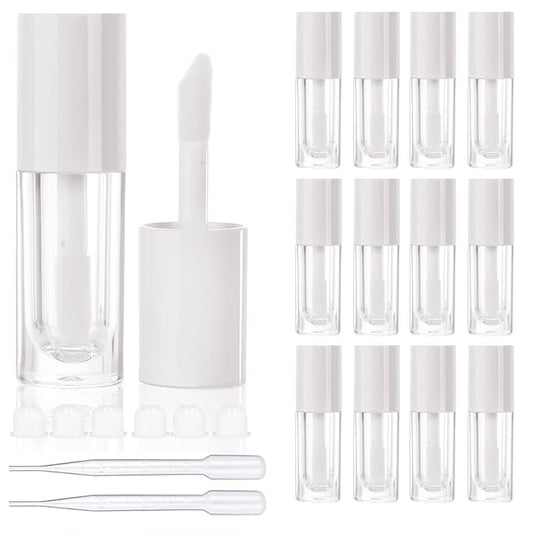 COSIDEA 14pcs Empty 6ml big brush lip gloss tubes for DIY lip gloss,White lipgloss containers