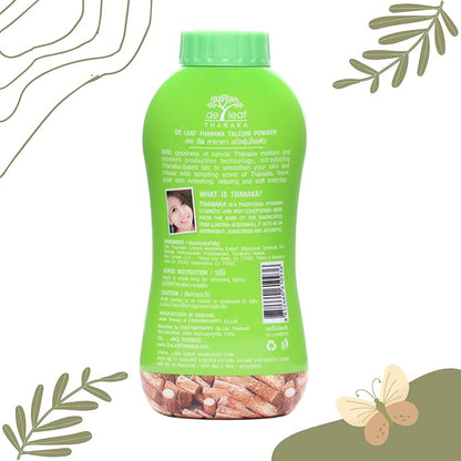 DE LEAF THANAKA Refreshing Talc Smooth and Natural Scented Skin, Talcum Powder Beauty Skincare Face Body Clean Fresh Cooling Sooth Irritation, 80 g 1 Pack Count