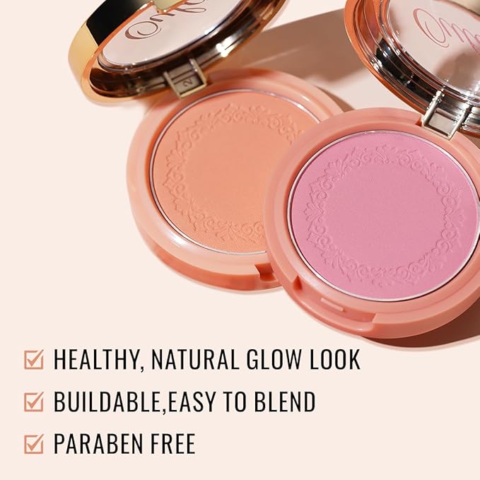 Oulac Powder Blush for Light to Fair skiin tone,Different Color Blush for Daywear in Style,