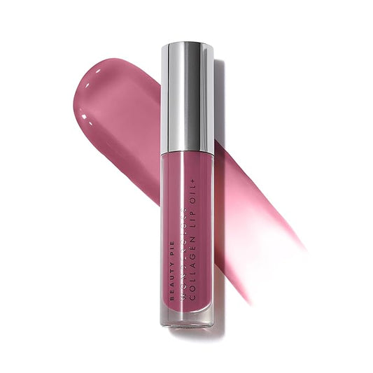 Beauty Pie Wondergloss Collagen Lip Oil + (Plum Naked) – Hydrating, Plumping, Non-Sticky Gloss with Collagen AC Micro-Vectors & Cherry Oils