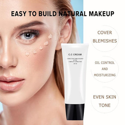 CC Cream with SPF 50, Complete Correction Super Active for Older Women, 30ml (Ivory, 2Pcs)