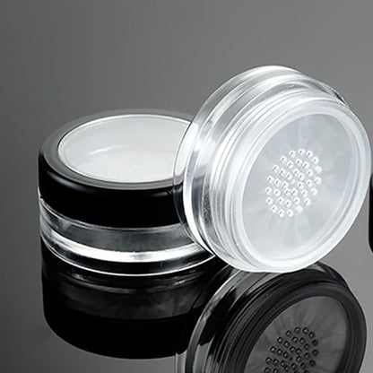 6 Pcs 10g 10ml Plastic Empty Travel Powder Container Loose Powder Compact Case Clear Makeup Jar Cosmetic Cream Face Powder Blusher Foundation Container Pots With Sifter and Black Rimmed Lid