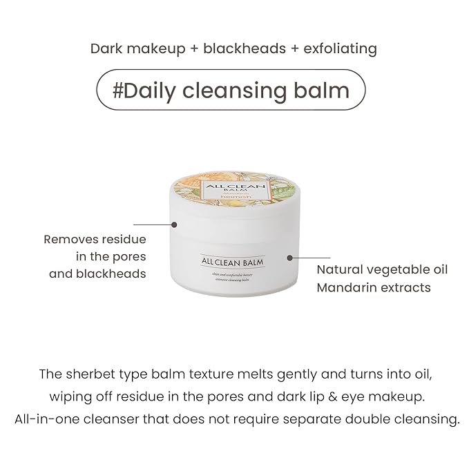 HEIMISH All Clean Balm Mandarin - Cleansing Balm, Waterproof Makeup Remover, Face Cleanser, Oil Based Cleanser, Korean Skincare with Natural Aroma Oil, Vegan, For All Skin Types, 4.0fl.oz/120ml