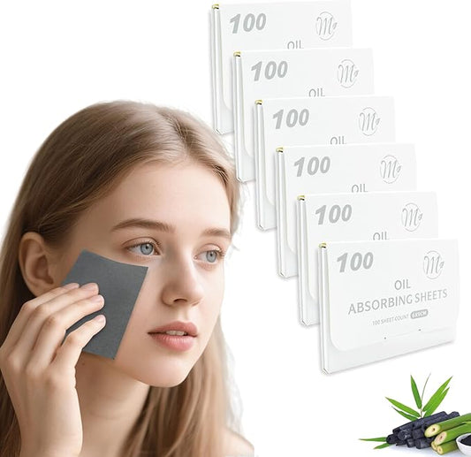 Bamboo Charcoal Oil Blotting Sheets 600 Counts – Makeup Friendly & Portable Facial Blotting Paper for Oily Skin | Natural Oil Absorbing, Travel-Size Pack (Gift-Ready)