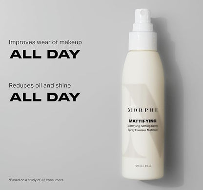 Morphe Matte Setting Spray - Finishing Spray for Makeup with Shine & Oil Control - Enriched with Niacinamide to Nourish Skin & Help Minimize the Appearance of Pores (4 fl oz)