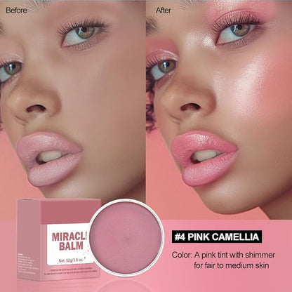 Miracle Balm, Blush for Cheeks, Lips, Eyelids, Face, Blush Balm Face Makeup, Moisturizing Facial Tint for Radiant Skin (1, Pink Camellia, Large)