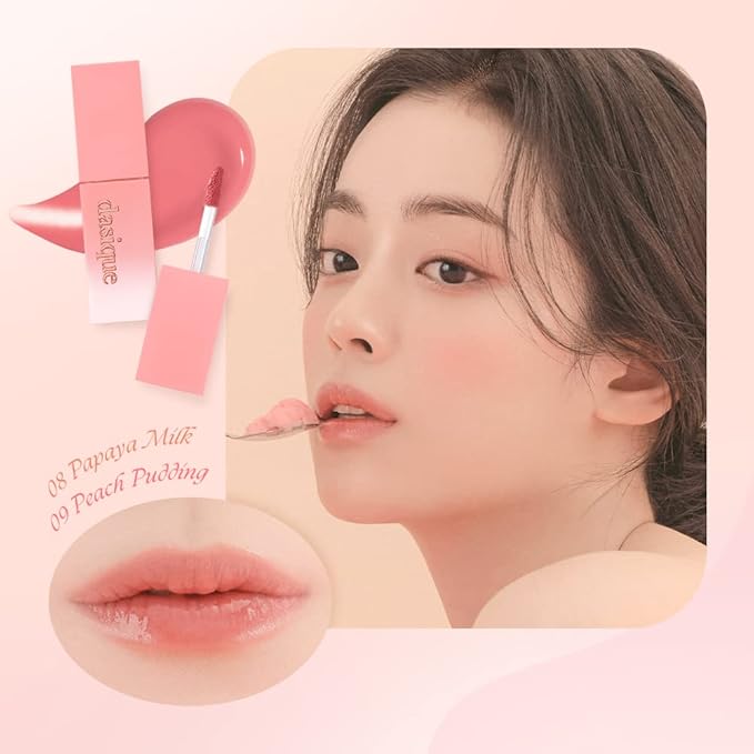 dasique Juicy Dewy Tint (08 Papaya Milk) 0.12 oz | Light Application with moisture | Long-wearing Glossy Lip Stain, Non-sticky | Vegan, Cruelty-free | K-beauty