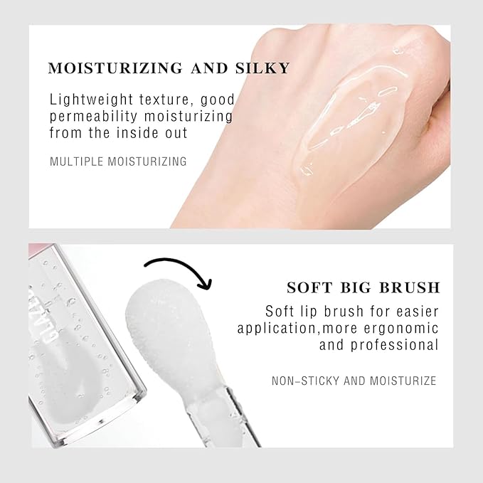 MAEPEOR Clear Glossy Lipgloss 5 Colors Nourishing High-shine Glossy Lipgloss Luscious-colors Non-Sticky Shine Glossy (Clear)