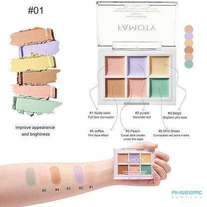 Professional Makeup Cream Contour Palette, Joyeee 6 Colours Concearler Full Coverage & Makeup Brush Set Contour Concearler Palette Contouring Face Make Up Gift for Women Girls