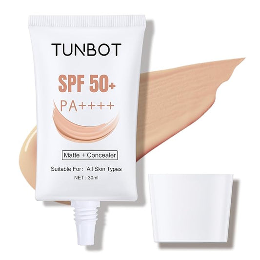 TUNBOT Long Lasting Concealer Foundation, SPF 50, Makeup to Cover Facial Imperfections, Unscented Foundation for All Skin Types (30ml)