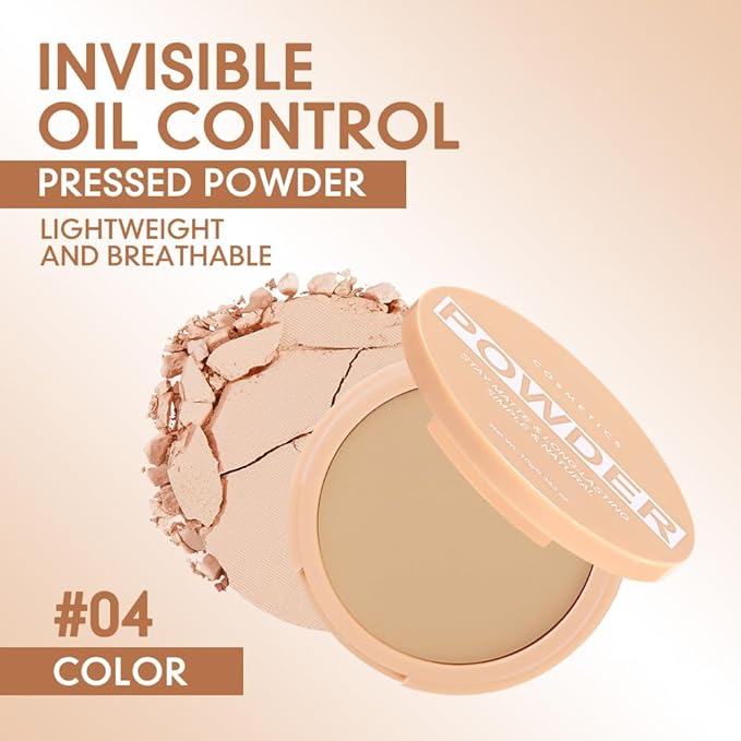 Pressed Matte Face Powder Makeup & Setting Powder for Poreless Wrinkle Blurring Contour Concealer Finishing,Lightweight,High Coverage,Shine Control (Dark Brown-Matte-04, 1.71OZ(Pack of 1))