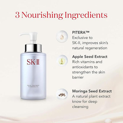 SK-II Facial Treatment Cleansing Oil - Gentle Makeup Remover Oil & Face Cleanser - Improves Texture, Dullness & Dryness for a Visibly Smoother Complexion (8.4 oz)