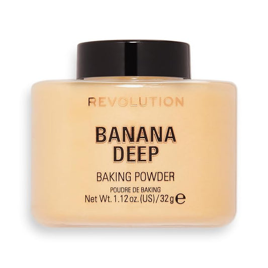 Revolution, Loose Baking Powder, Makeup Setting Powder, Long Lasting Coverage, Mattifies & Reduces Shine, Banana Deep, 1.13 oz