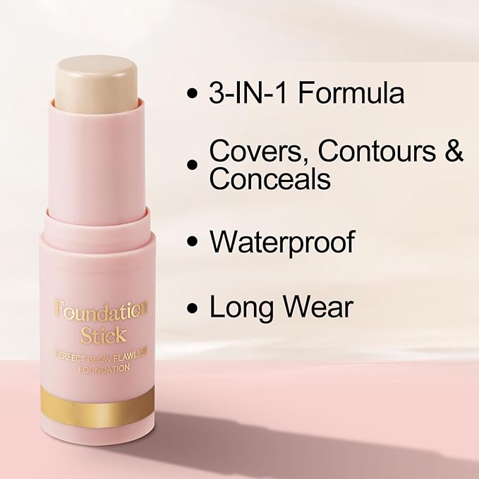 Matte Foundation Stick,Long Wear Multi-Use Face Makeup and Contour Stick for Natural,Lightweight,Waterproof