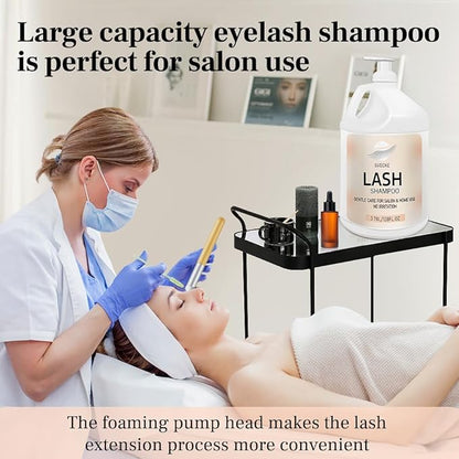 Eyelash Shampoo, 128 fl.oz/3.78L, with 50 Lash Extension Aftercare Cards, Foaming Cleanser for Professional Salon and Home Use