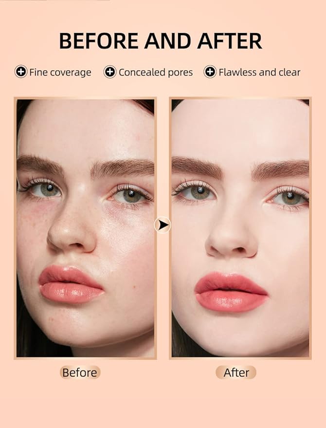 Liquid Foundation Beauty Wand - With Cushion Applicator Easy to Apply, Natural Lightweight Formula, Combination & Oily Skin, SPF 15, Longwear Medium-Full Coverage with Matte Finish (4#)