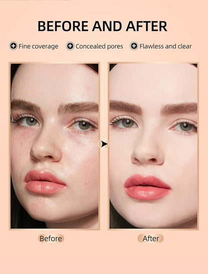 Liquid Foundation Beauty Wand - With Cushion Applicator Easy to Apply, Natural Lightweight Formula, Combination & Oily Skin, SPF 15, Longwear Medium-Full Coverage with Matte Finish (4#)
