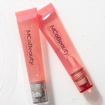 MCoBeauty 2-in-1 Glow & Treat Lip Oil, Peach, Hydrating Tint for Luscious Lips, Vegan, Cruelty Free Cosmetics