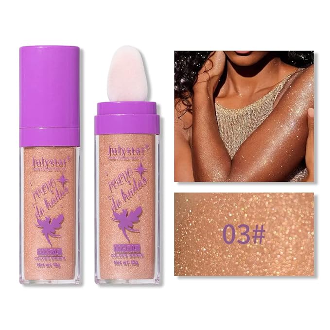 Polvo De Hadas Highlighter Stick Puff Fairy Stick Highlight Powder Glitter Loose Powder Brush Stick Contouring Powder Shimming Face Powder Blusher (01+02+03)