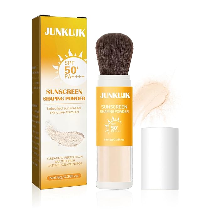 Mineral Sunscreen Setting Powder Makeup,SPF 50+ PA++++,Lightweight Breathable Translucent Brush Powder for All Skin,Matte Long Lasting Oil Control Concealer