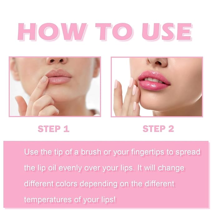 Cosmetics Color Changing Lip Oil, Magic Big Brush Color Changing Lip Oil,Plumping Lip Gloss Hydrating Lip Care Non-sticky Big Brush Head Korean Lip Tint Primer Glitter Shine Lipgloss (GLITTER)