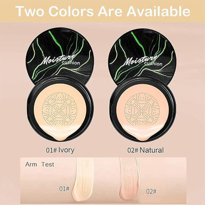 Mushroom Head Air Cushion CC Cream, Air Cushion CC Cream, BB Cream, Moisturizing Concealer, Moisturizing BB Cream Makeup Base Long Lasting with Mushroom Makeup Sponge, Easy to Apply(01#, Lvory)