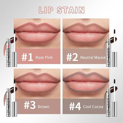 2 Colors Peelable Lip Tint, Peel off Lip Liner Stain, Stay on All Day, Matte Lip Liner Peel Gift Makeup (03+04, SET 2)
