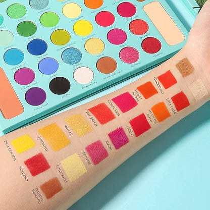 Docolor 15Piece Eye Makeup Brushes Set + 34 Colors Tropical Eeyshadow Palette Pigmented Matte Shimmer Metallic Blendable Soft Cream Powder Makeup Eye Shadow Palettes for Christmas Gift