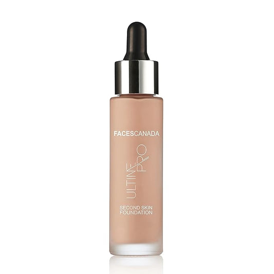 Faces Canada Second Skin Serum Foundation, Spf 15, Ultra Light Weight, Marine Algae Extract Enriched, Natural Matte Finish, Hd Flawless Radiance, Natural, 4.94 Oz