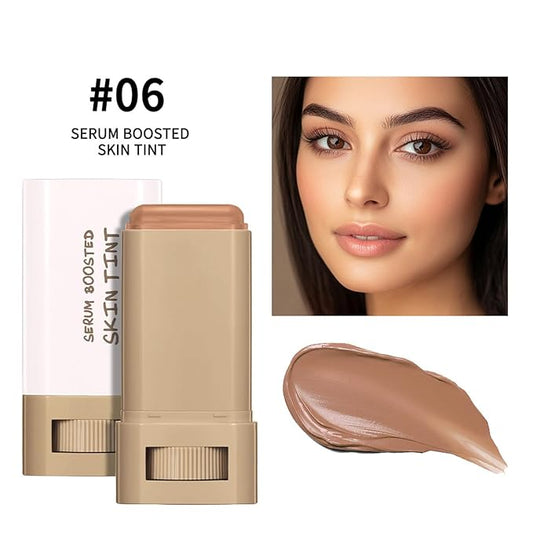 Foundation Stick Beauty Balm Serum Boosted Skin Tint, Solid Tinted Moisturizer Serum Contour Stick Foundation Skin Tint for Women, Natural Finish Makeup (6#)