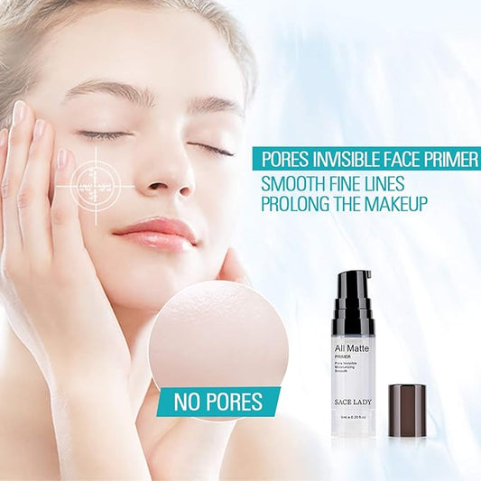 SACE LADY 3Pcs Invisible Pore Foundation Primer Set, Matte Oil-Control Smooth Face Primer Gel Women Make Up Base Kit (3×6ml/0.2Fl Oz)