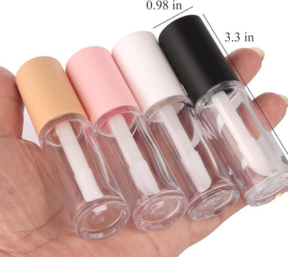 Qeuly 4 Pack Lip Gloss Tubes, 6ml Empty Lip Gloss Tubes with Wand, Clear Plastic Lip Gloss Containers for Skin Care Oil DIY Makeup Lipgloss Making Kit (D25xH86mm)