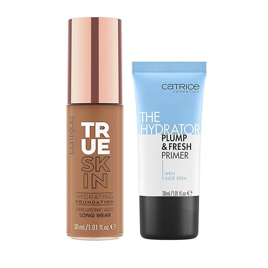 Catrice | True Skin Foundation 80 & The Hydrator Plump & Fresh Primer Bundle | Full Coverage Makeup | Vegan & Cruelty Free