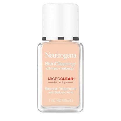 Neutrogena SkinClearing Oil-Free Acne and Blemish Fighting Liquid Foundation with Salicylic Acid Acne Medicine, Shine Controlling, for Acne Prone Skin, 80 Medium Beige, 1 fl. oz