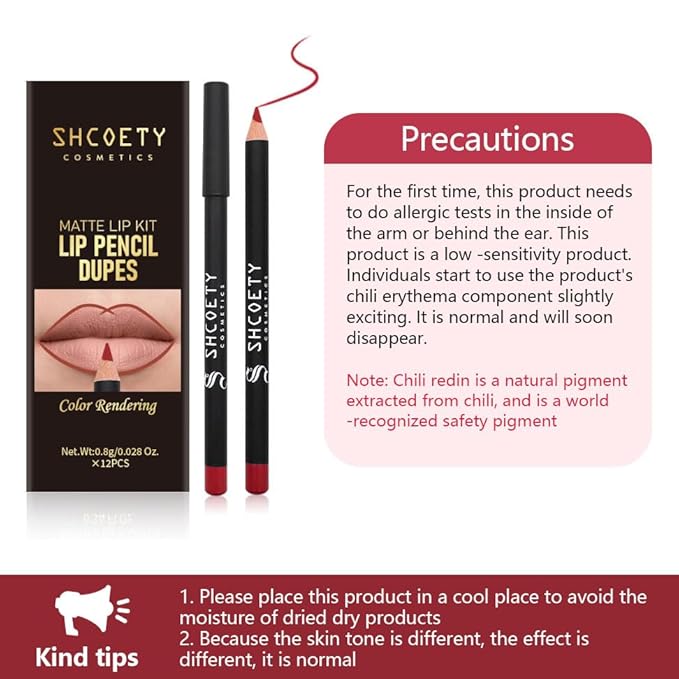 24 pieces lip liner set, matte non-stick cup matte lipstick lip liner set women's lip liner,Valentine's Day gift (SetA, SH012X+N)