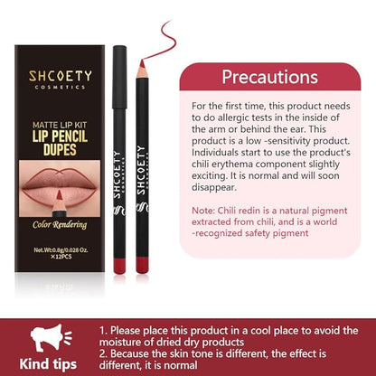 24 pieces lip liner set, matte non-stick cup matte lipstick lip liner set women's lip liner,Valentine's Day gift (SetA, SH012X+N)
