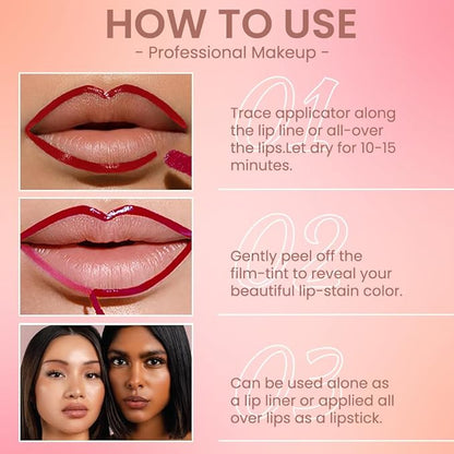 Peel Off Lip Gloss - Peel Off Lip Stain Tattoo, Warm Camel Matte Lip Tint, Long Lasting & Waterproof, Transfer-Proof Lip Gloss for All Skin Types Stay Lip Makeup, 01