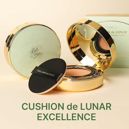 [CHALLANS de PARIS] Cushion de Lunar Excellence Cream Foundation - High Coverage, All-Day Wear, Lightweight Texture, Even Skin Tone, Hydrating Glow, All Skin Types, 0.53 oz (23 Medium Beige, 0.53 oz)