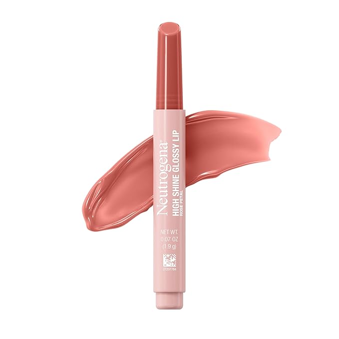 Neutrogena High Shine Glossy Lip with Maracuja Oil + Vitamins & Antioxidant Vitamin E, Nourishing Glossy Lip, Non-Retractable, Pigmented For Buildable Color, Rose Petal, 0.07 oz