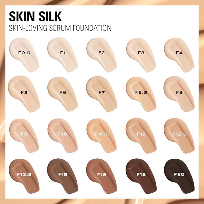 Revolution, Skin Silk Serum Foundation, Light to Medium Coverage, Lightweight & Radiant Finish, Contains Hyaluronic Acid, F1 Fair Skin Tones, 0.77 fl oz