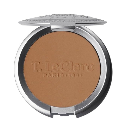 T.LeClerc Rice Compact Powder – Anti-Aging Pressed Powder with Brown Rice Ferment – Long-Lasting Natural Matte Finish – Moisturizing | Non-Comedogenic Face Powder (CARAMEL, 9G)