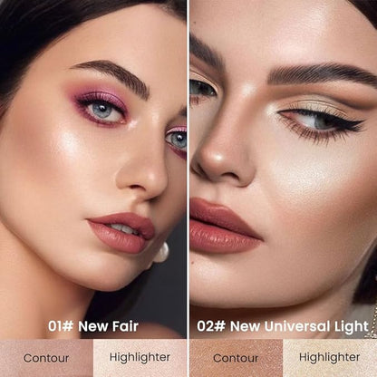 evpct 2in1 Face Shaping & Contouring Stick Cream Contour Concealer Bronzer Stick Makeup Kit for Beginner Face Highlighter Makeup Stick contorno maquillaje de maquillaje, NEW Fair + NEW Universal Light