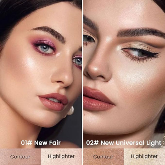 evpct 2in1 Face Shaping & Contouring Stick Cream Contour Concealer Bronzer Stick Makeup Kit for Beginner Face Highlighter Makeup Stick contorno maquillaje de maquillaje, NEW Fair + NEW Universal Light