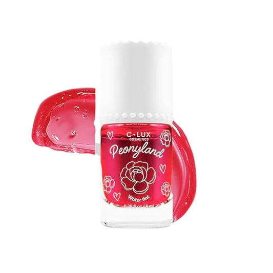 Peonyland Water Tint Cosmetics – 2-in-1 Lip and Cheek Stain, Lightweight, Hydrating, Long-Lasting, Waterproof, Kiss-Proof, Paraben-Free – Juicy Lips (Bright Red Tone)